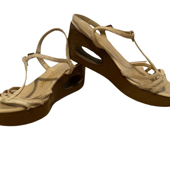 THE GLORIAS: 1970s Leather Strappy Platform Sandals with Oval Cutout - Picture 4 of 4